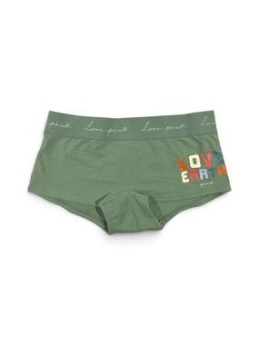 PINK Victoria's Secret 'Love Earth' Olive Green Women Boyshorts/Boxer | XS | NWT